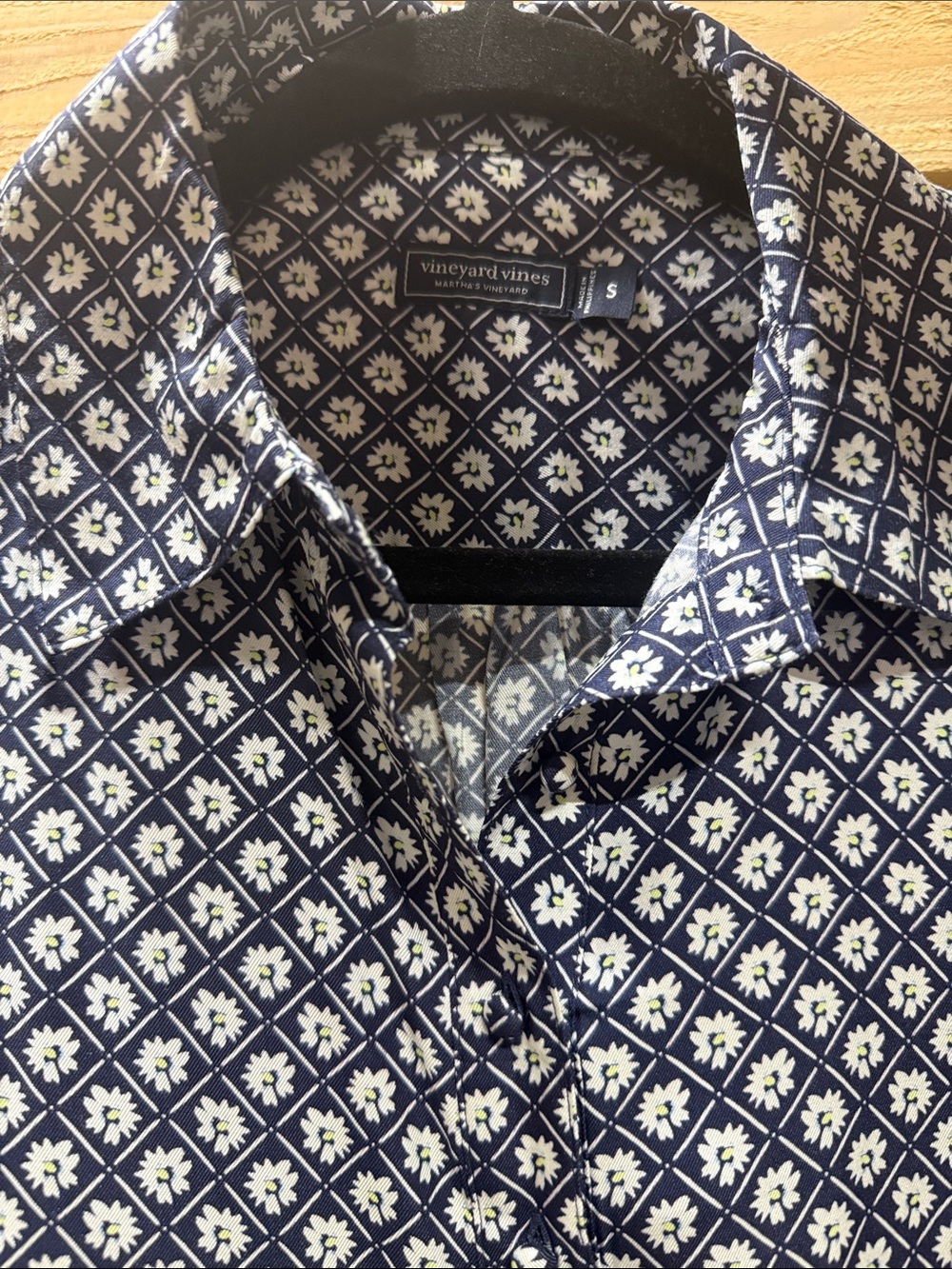 Vineyard Vines Navy and White Printed Silk Blend Shirt Dress - Picture 5 of 8